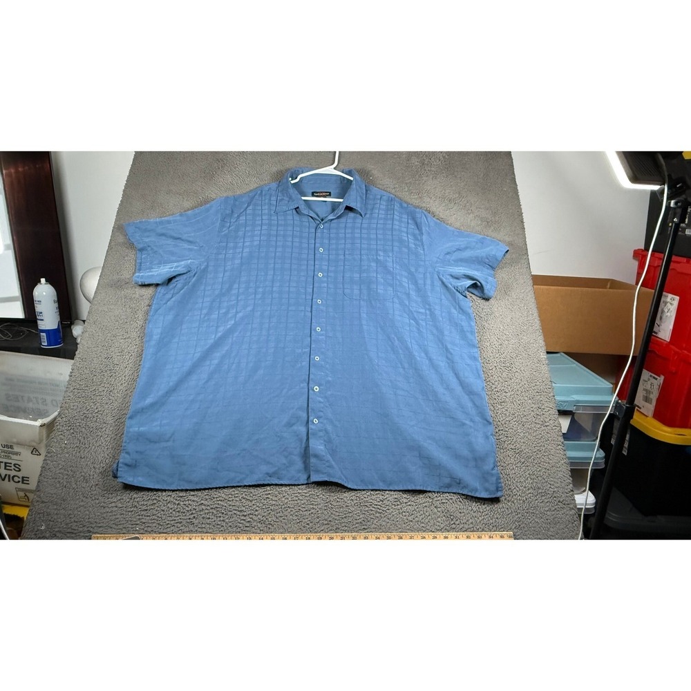 Canyon Ridge Button Down Shirt Plaid Short Sleeve Casual Top 5XL